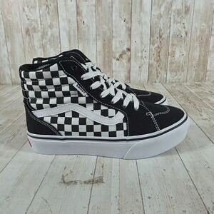 Vans Sk8-Hi Platform Checkerboard Black White High Top Sneakers womens 6